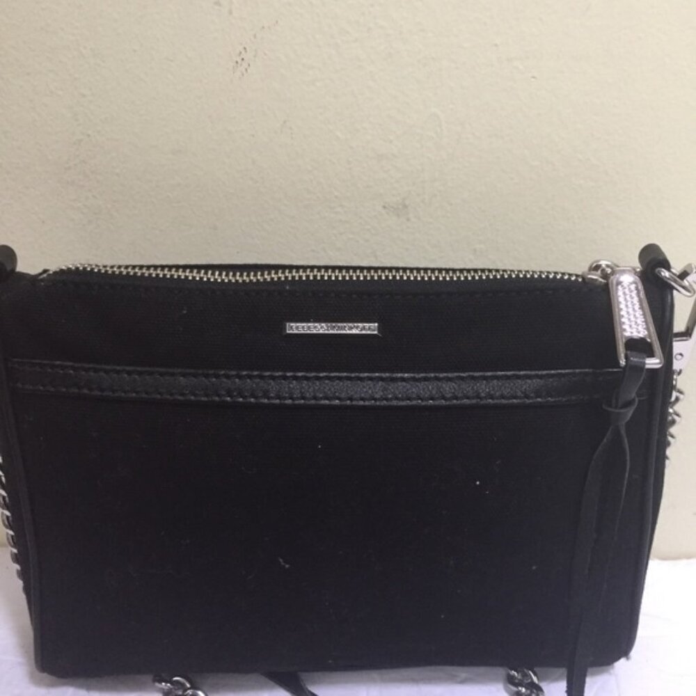 Rebecca Minkoff NEW Sequinned Mini Mac Leather Canvas Crossbody Shoulder Bag Zip - Picture 5 of 16